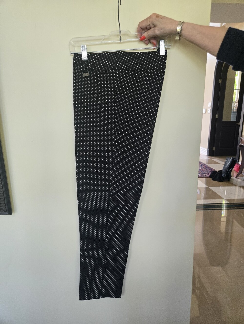 Michael Tyler Tapered Dress Pants Black With Small White Squares NWOT